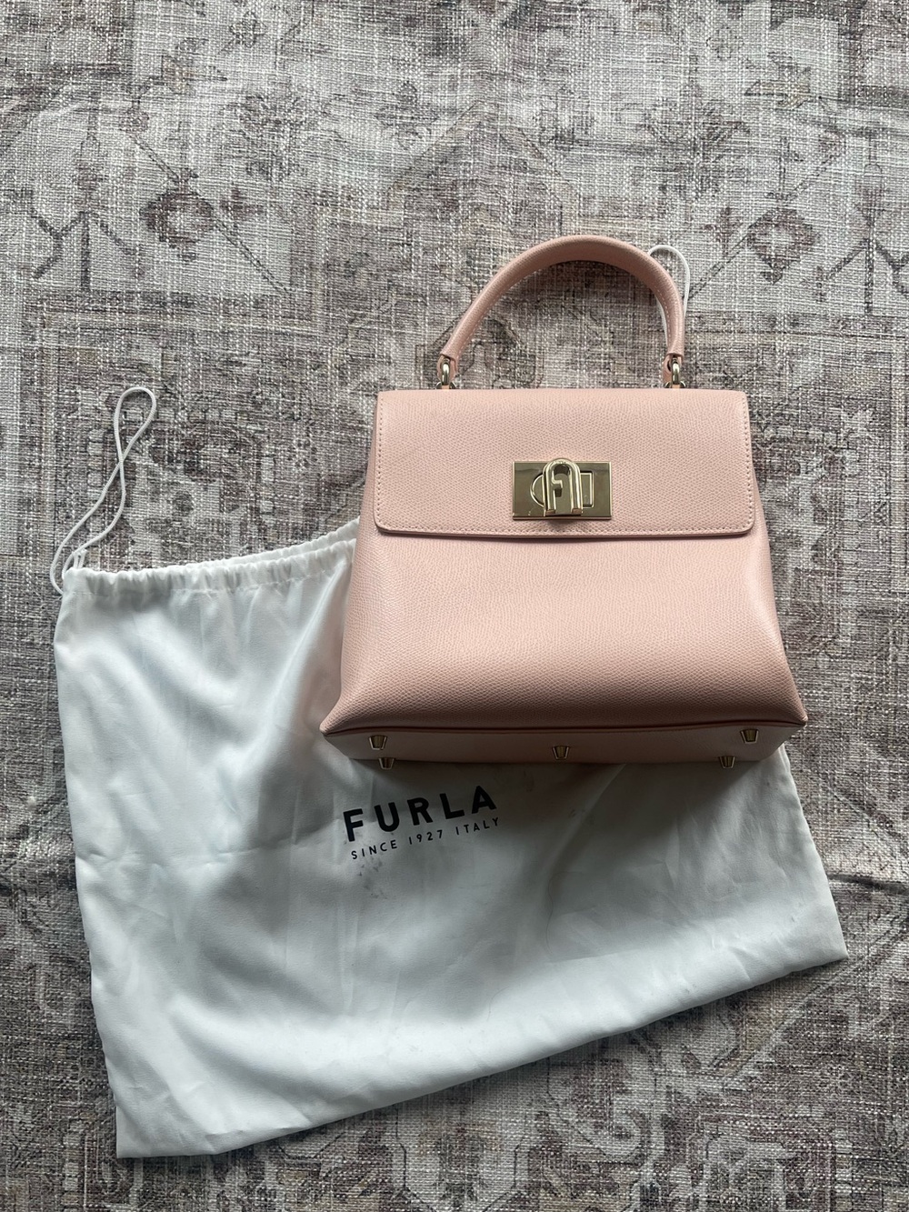 Furla Blush Pink Pebbled Leather Top-Handle Satchel